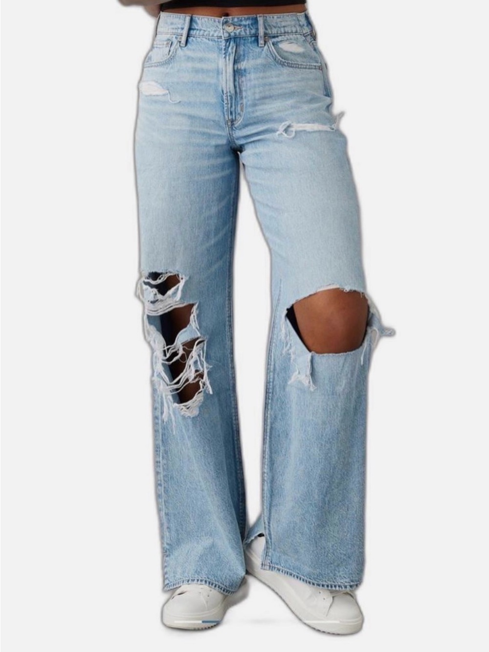 American Eagle Dreamy Drape Super High Rise Baggy Wide Leg Jeans 10 Short